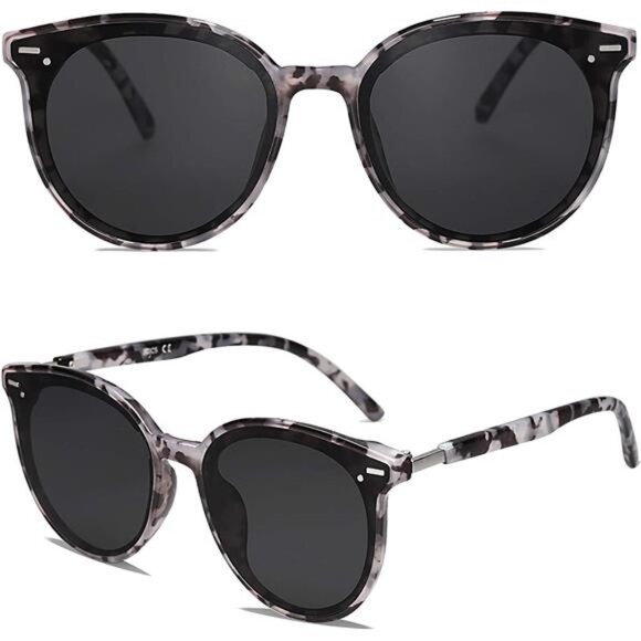 Women\'s Classic Round Retro Vintage Shades Large Plastic Frame (Grey) main image 3